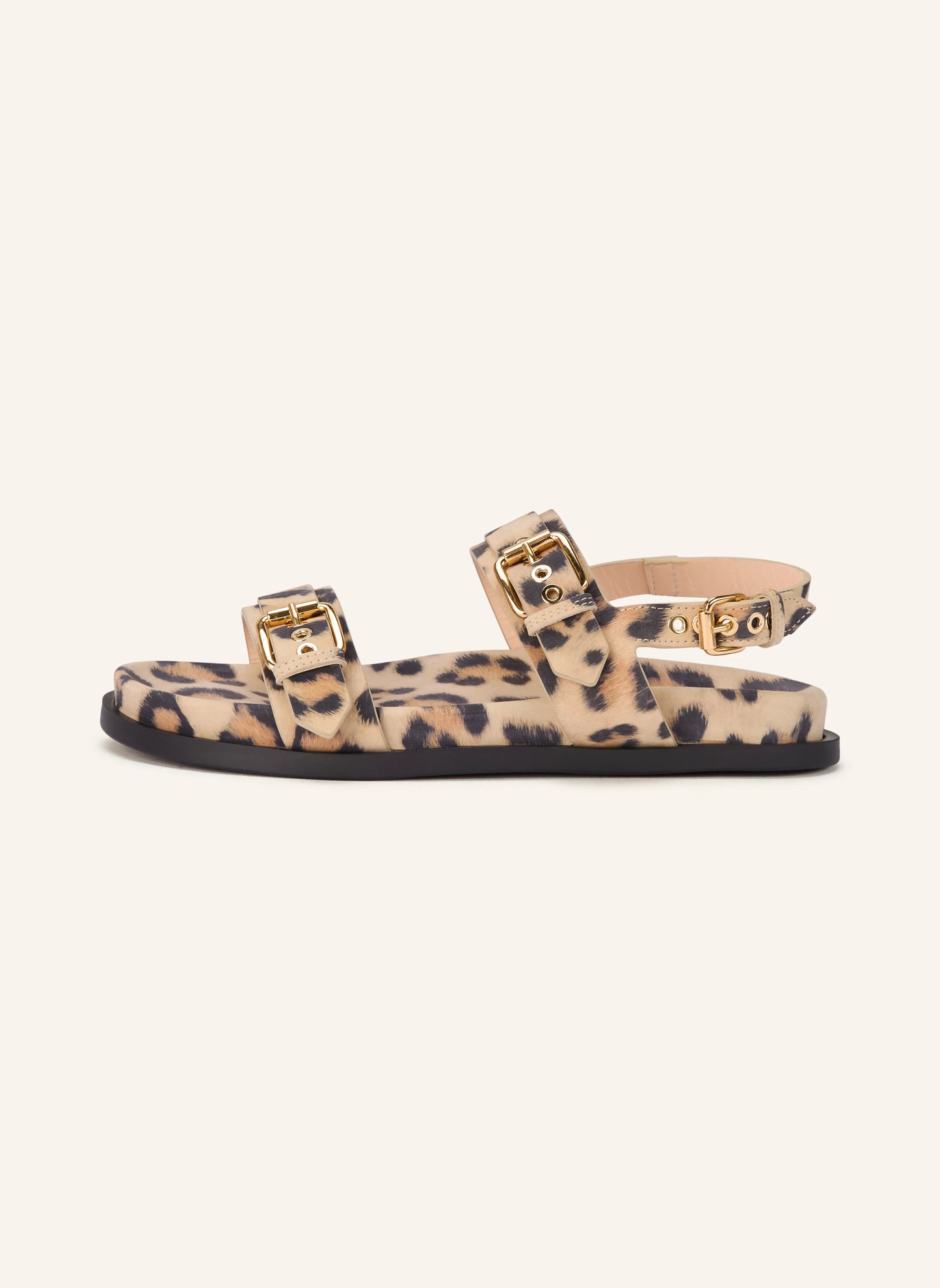 AGL Cristina Sandaal met Brede Riemen en Gesp — Animal Print Cream Nero