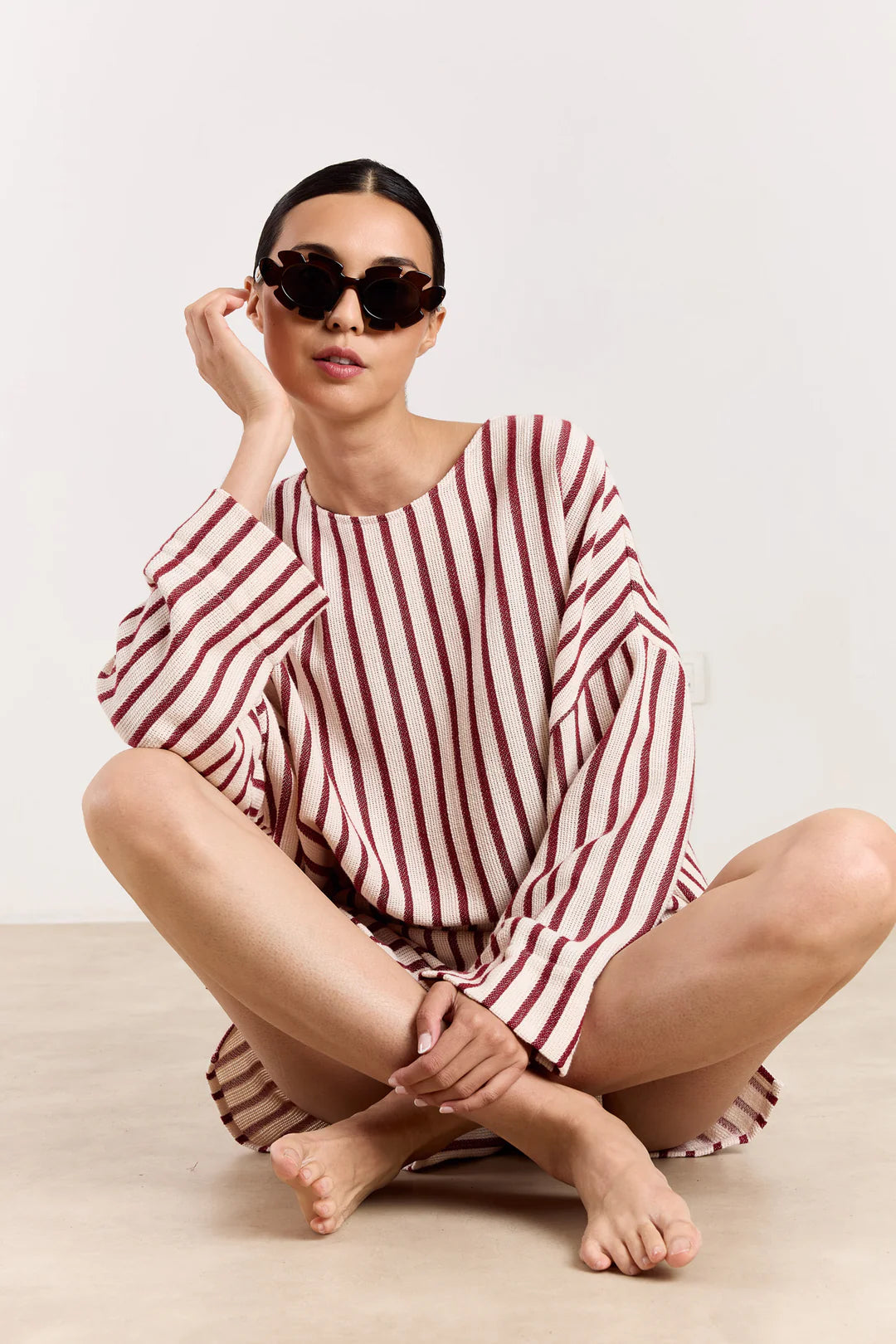 Raphie top SC stripe deep red