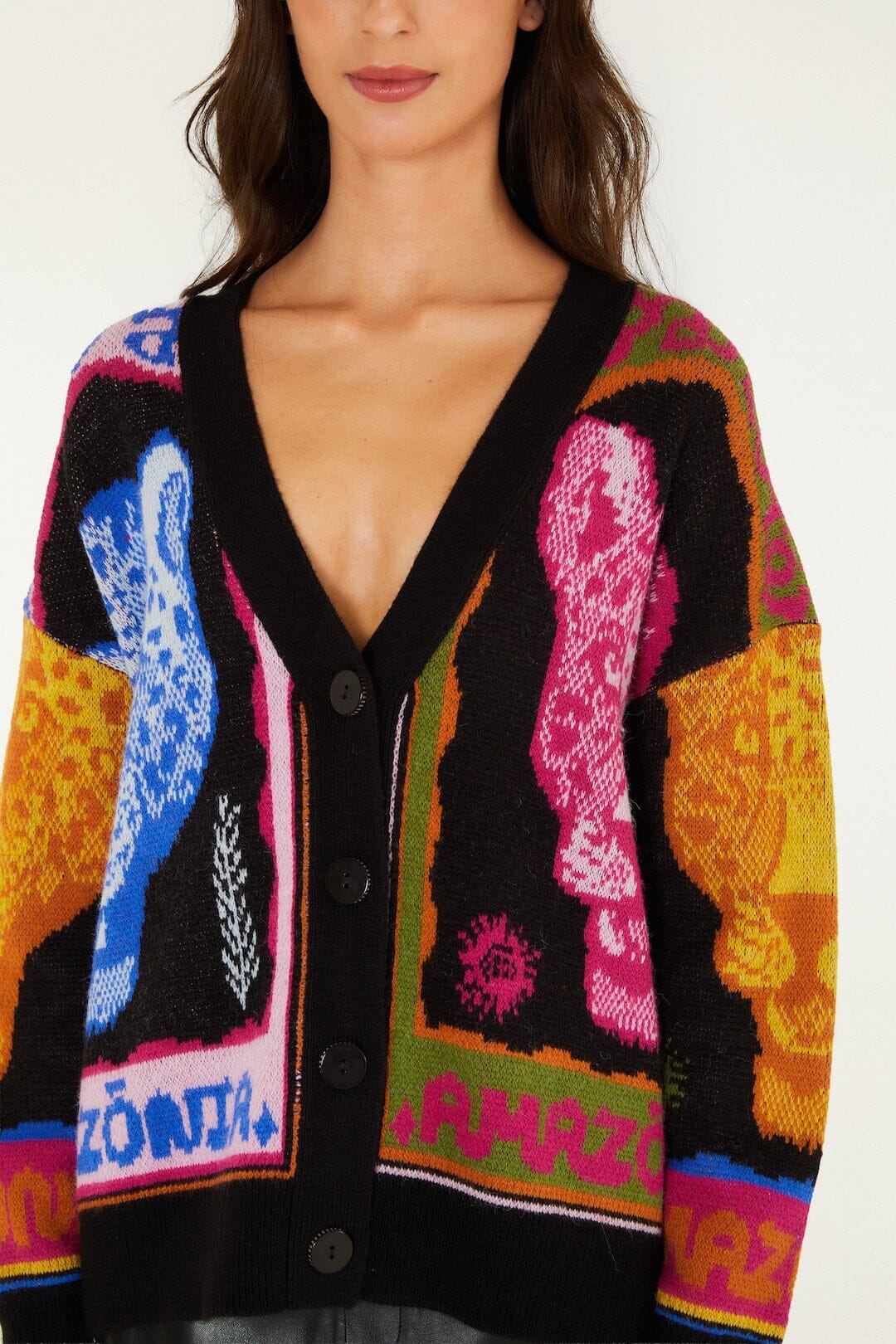 Panther black knit cardigan