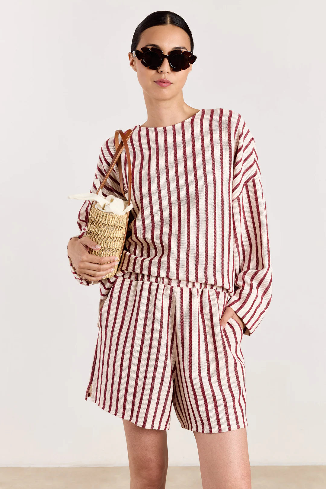 Raphie top SC stripe deep red