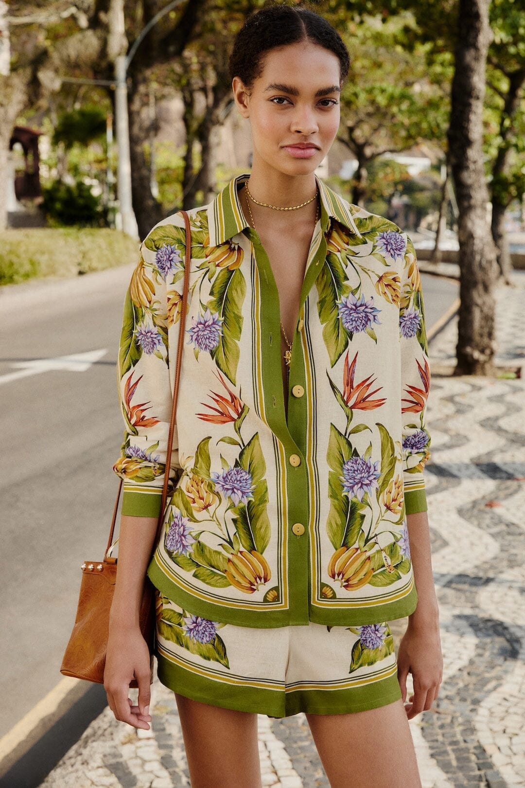 tropical scarf blouse