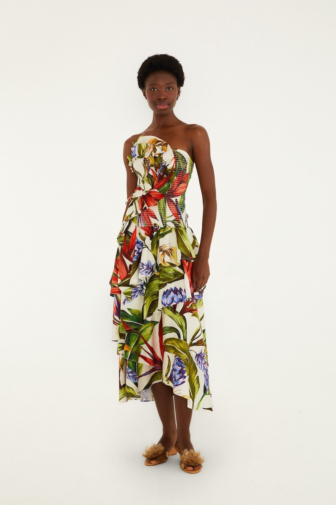 Florart sand strapless maxi dress