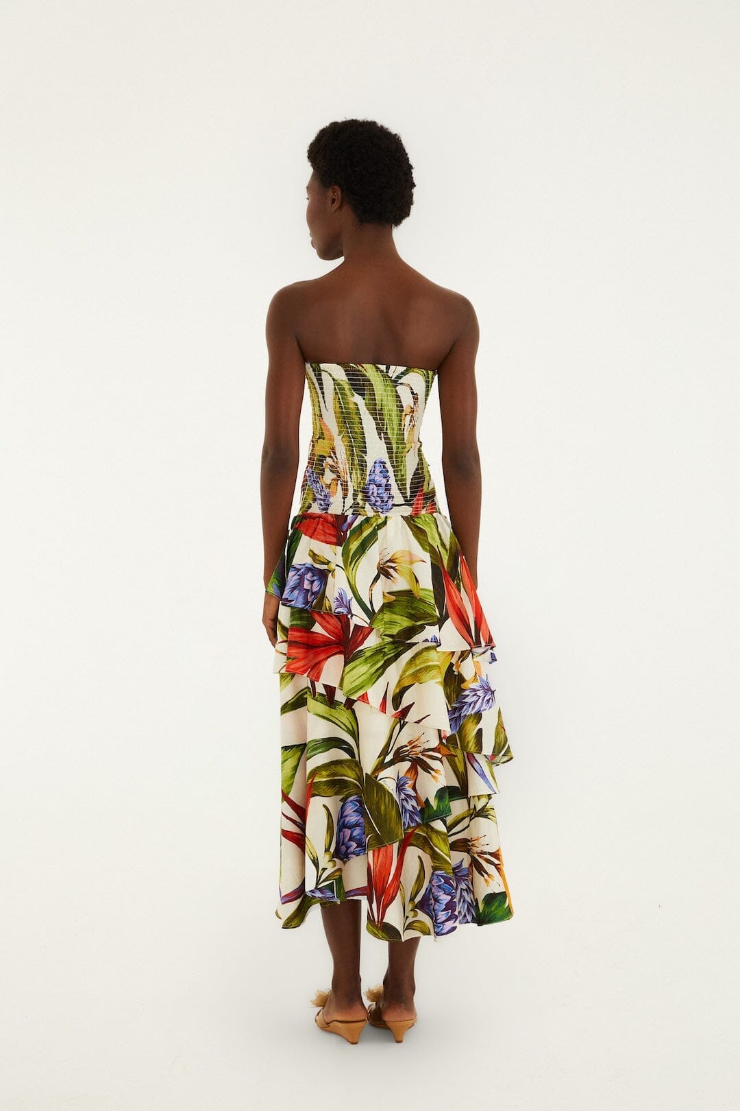 Florart sand strapless maxi dress