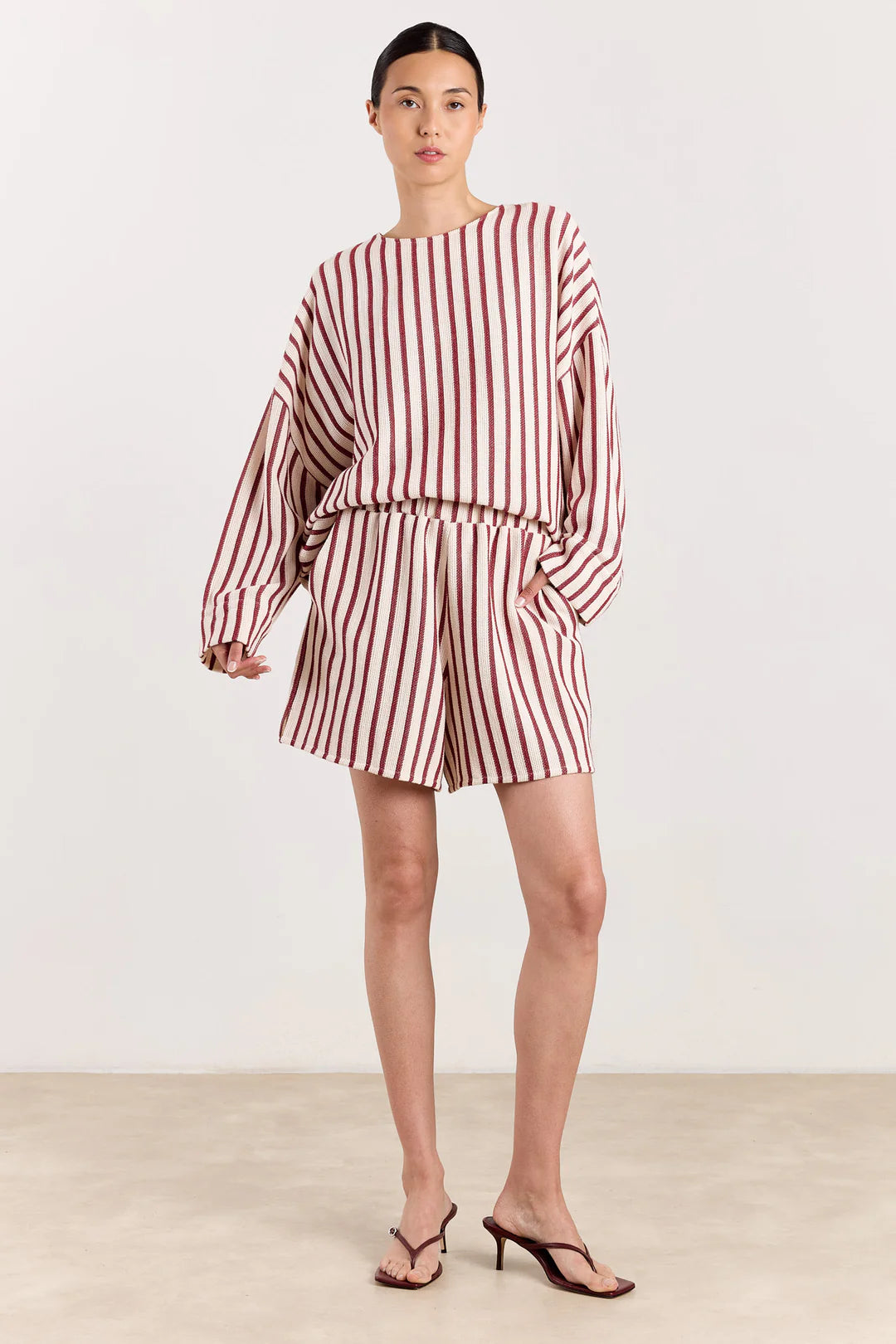 Raphie top SC stripe deep red