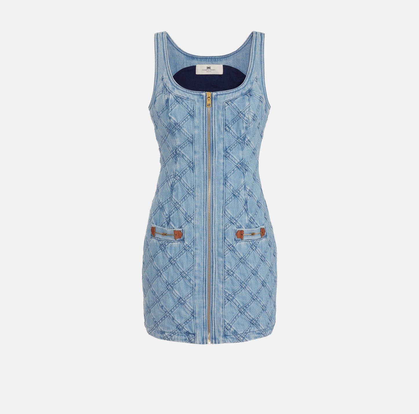 Elisabetta Franchi Denim Jurk Ruitpatroon
