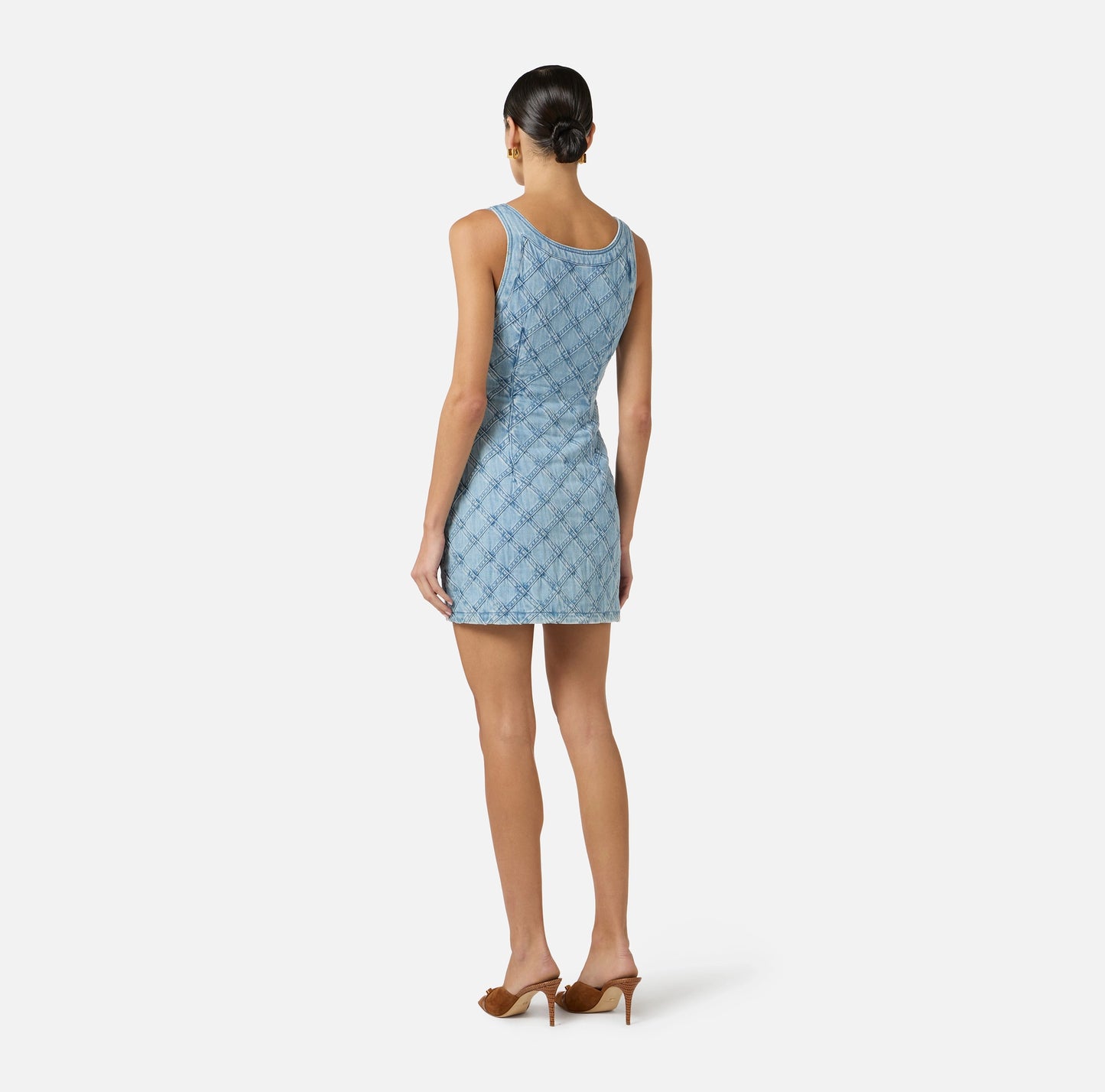 Elisabetta Franchi Denim Jurk Ruitpatroon