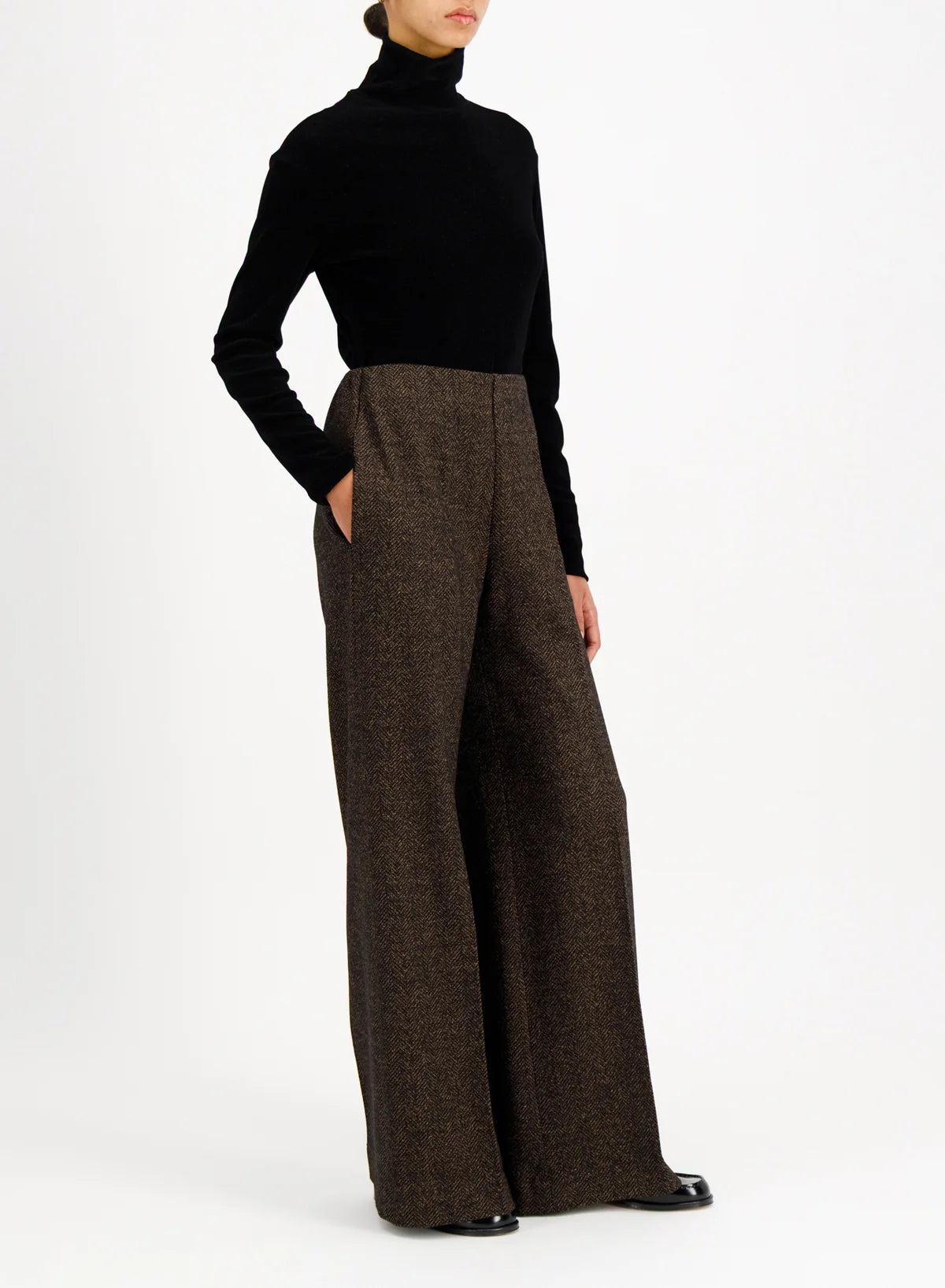 Flared Trousers Donegal Herringbone Harris Wharf
