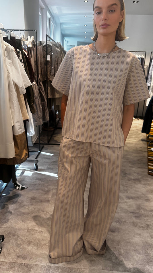 Antonelli Firenze Steven broek in beige met bordeaux streepje