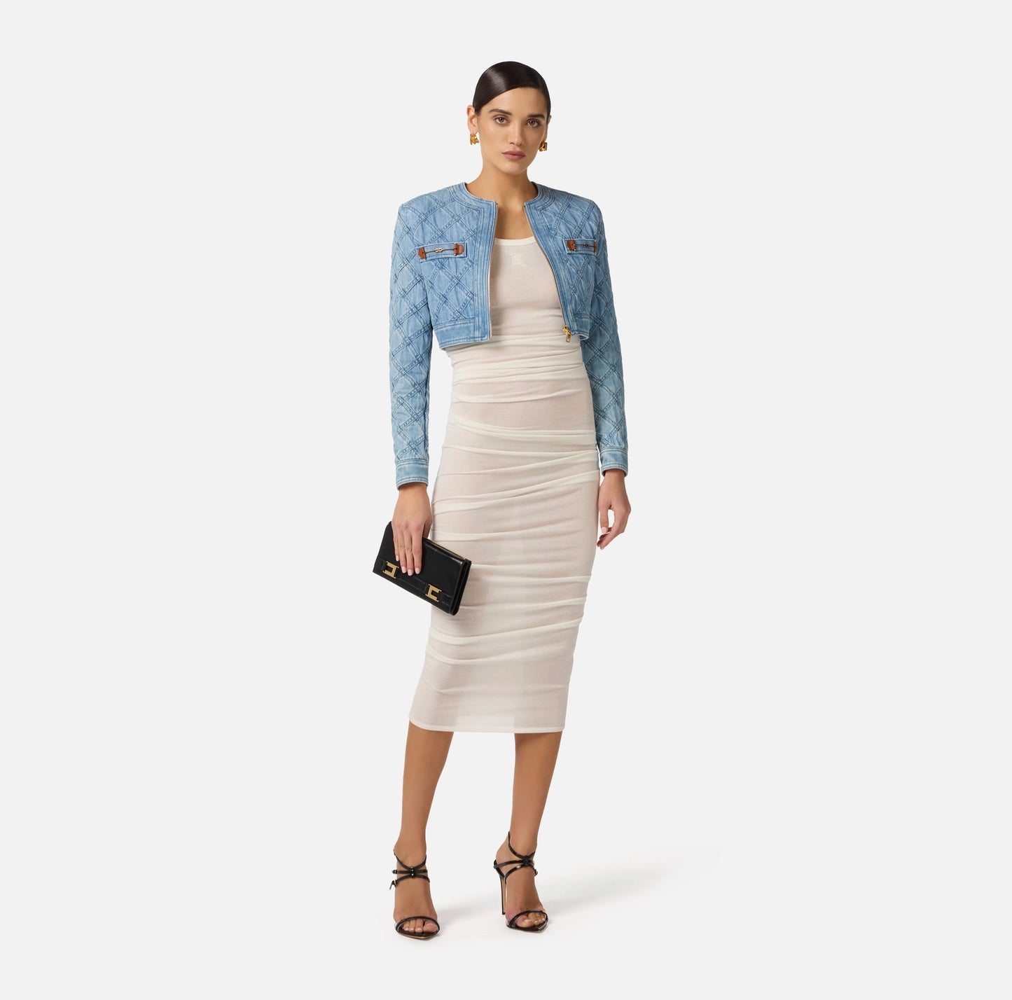 Elisabetta Franchi Denim Veste Ruitpatroon