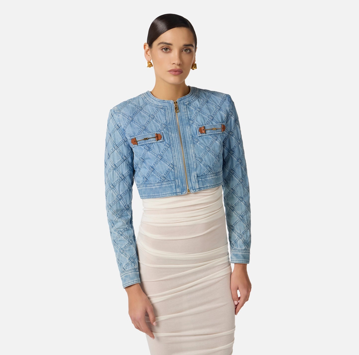 Elisabetta Franchi Denim Veste Ruitpatroon