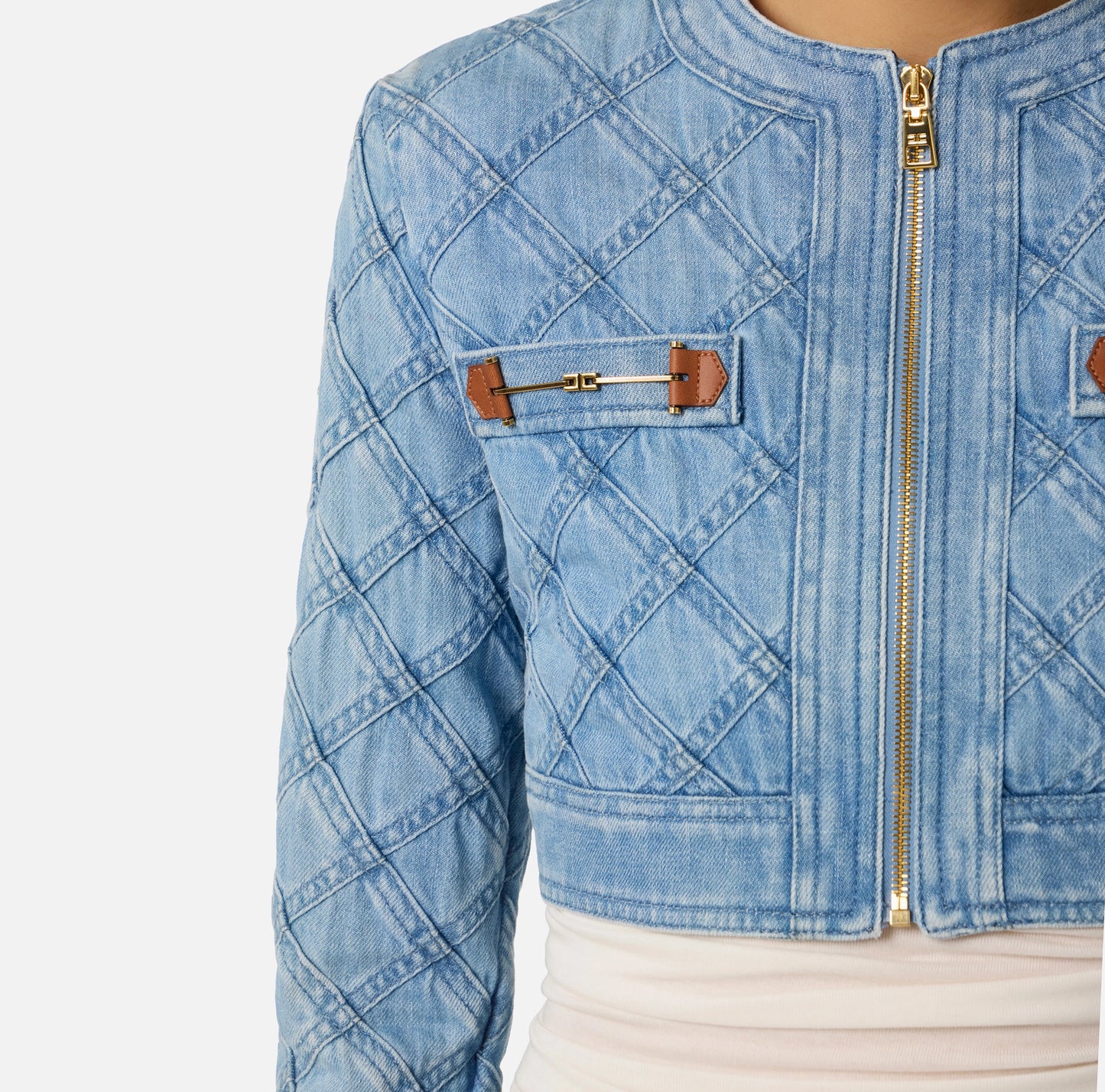 Elisabetta Franchi Denim Veste Ruitpatroon