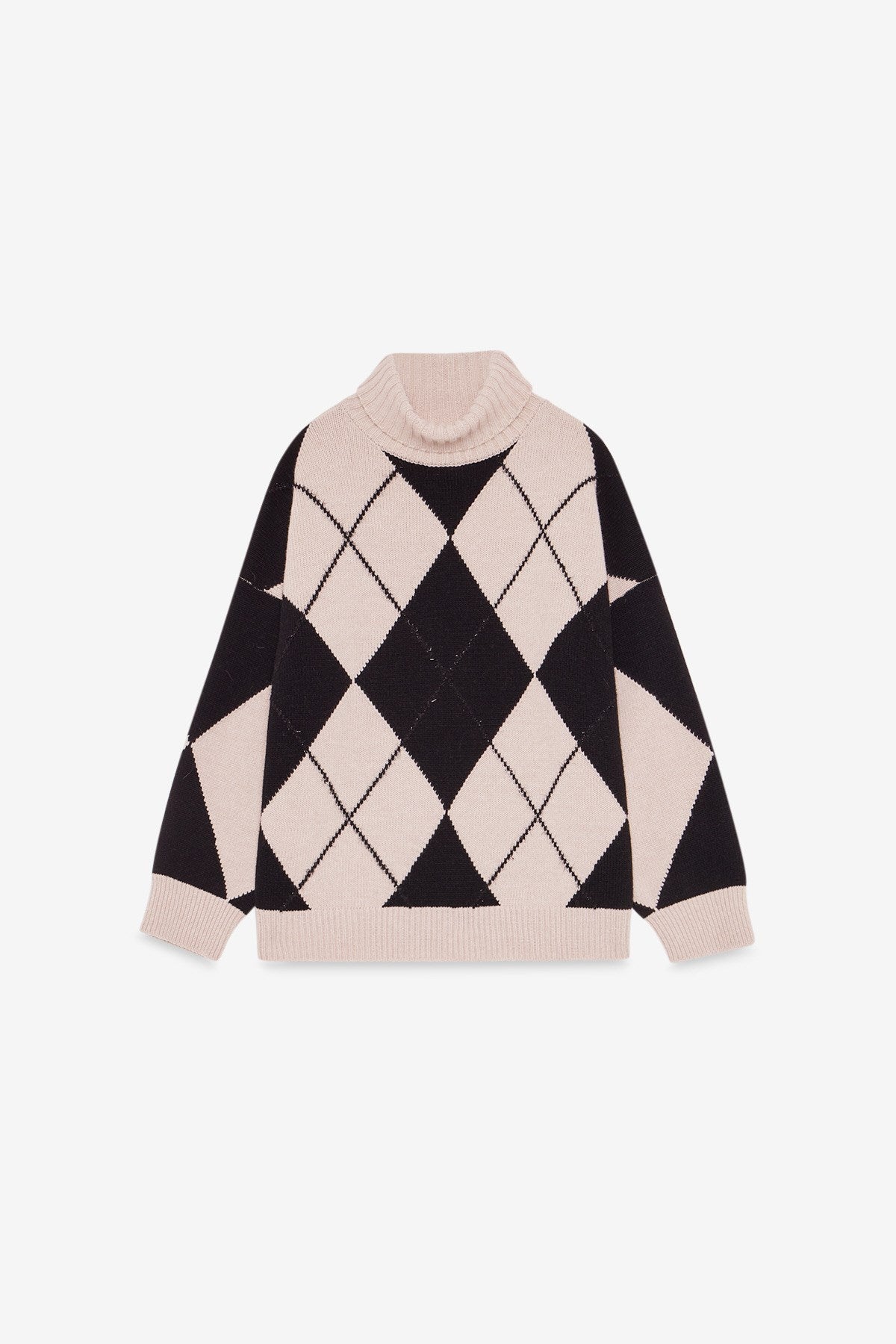 Argyle turtleneck sweater crème/zwart — ottod'ame