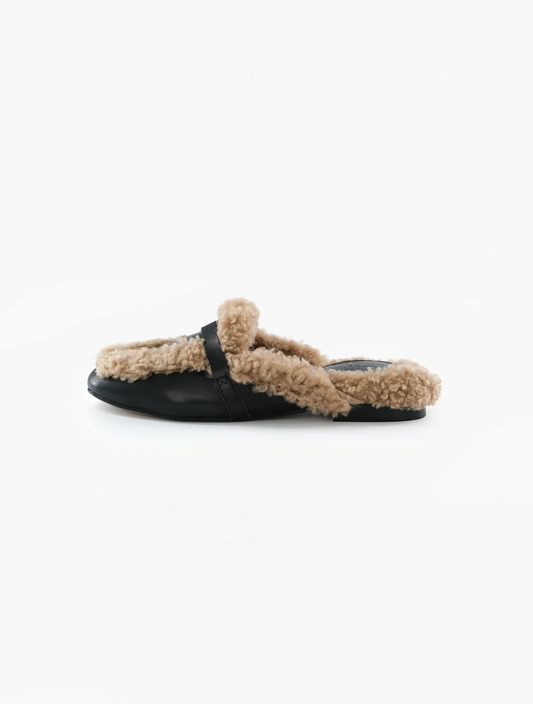 Daphne shearling mule black - toral
