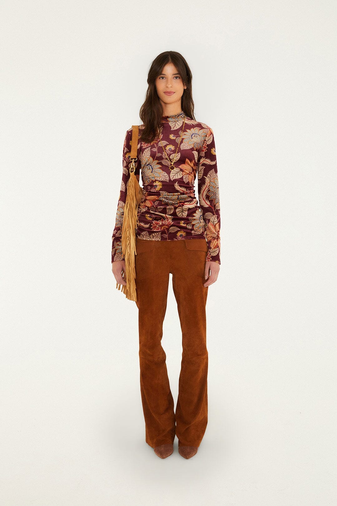 delhi floral velvet jersey blouse