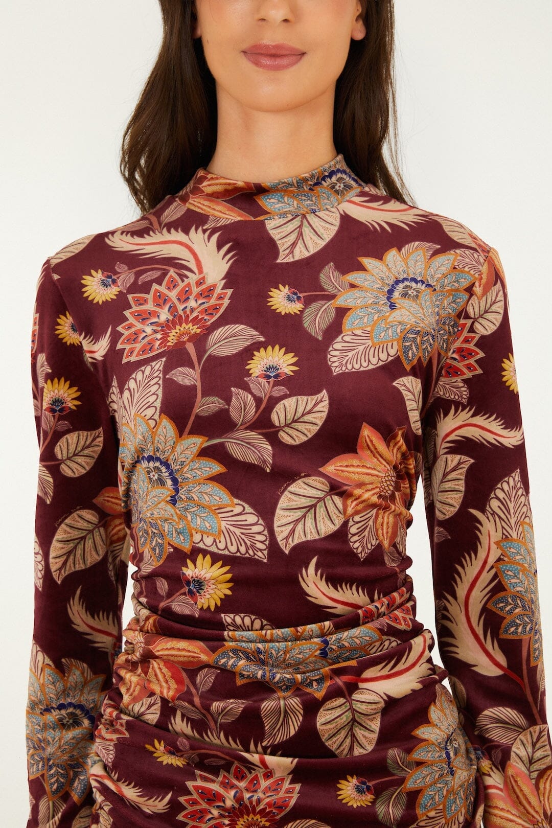delhi floral velvet jersey blouse