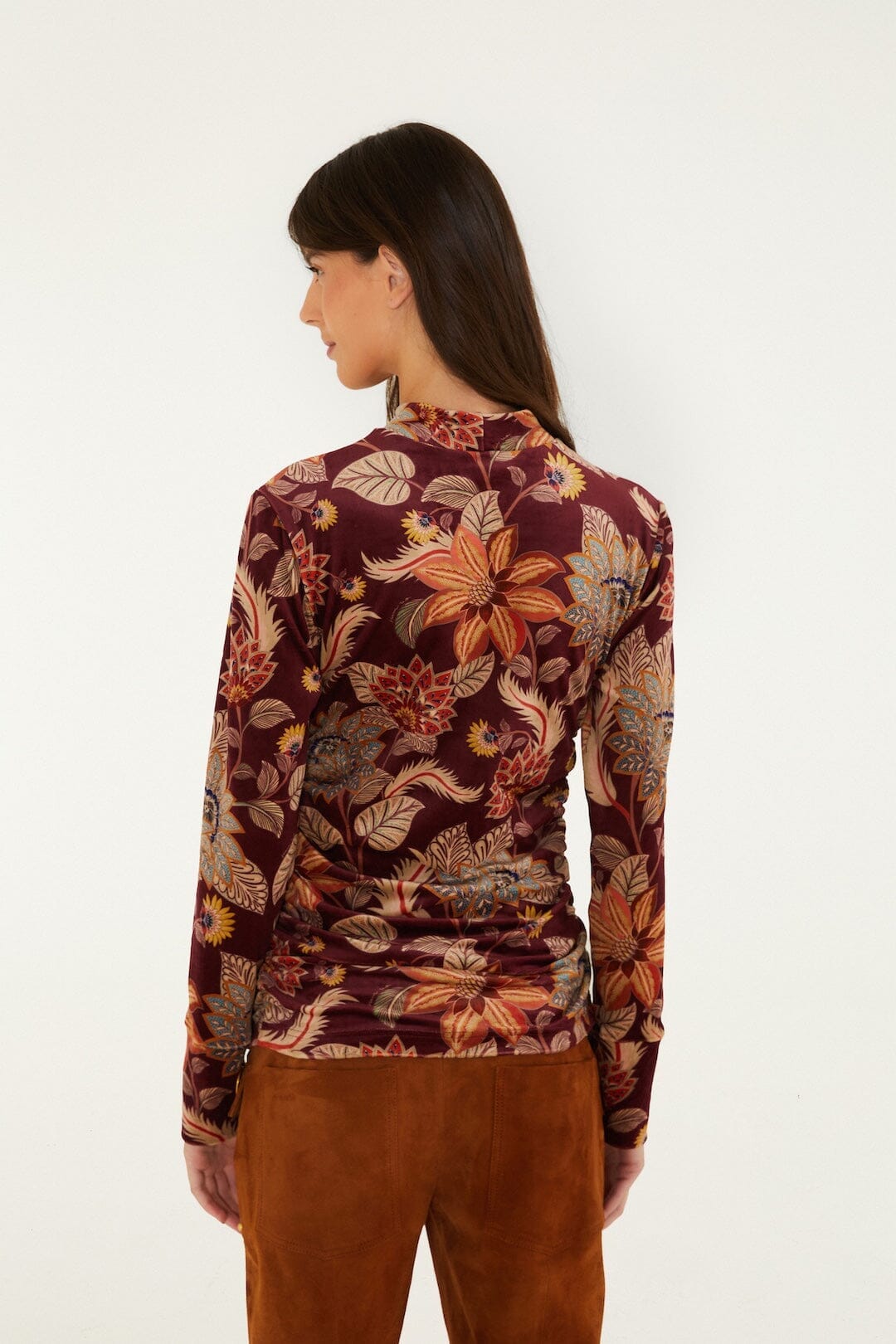 delhi floral velvet jersey blouse