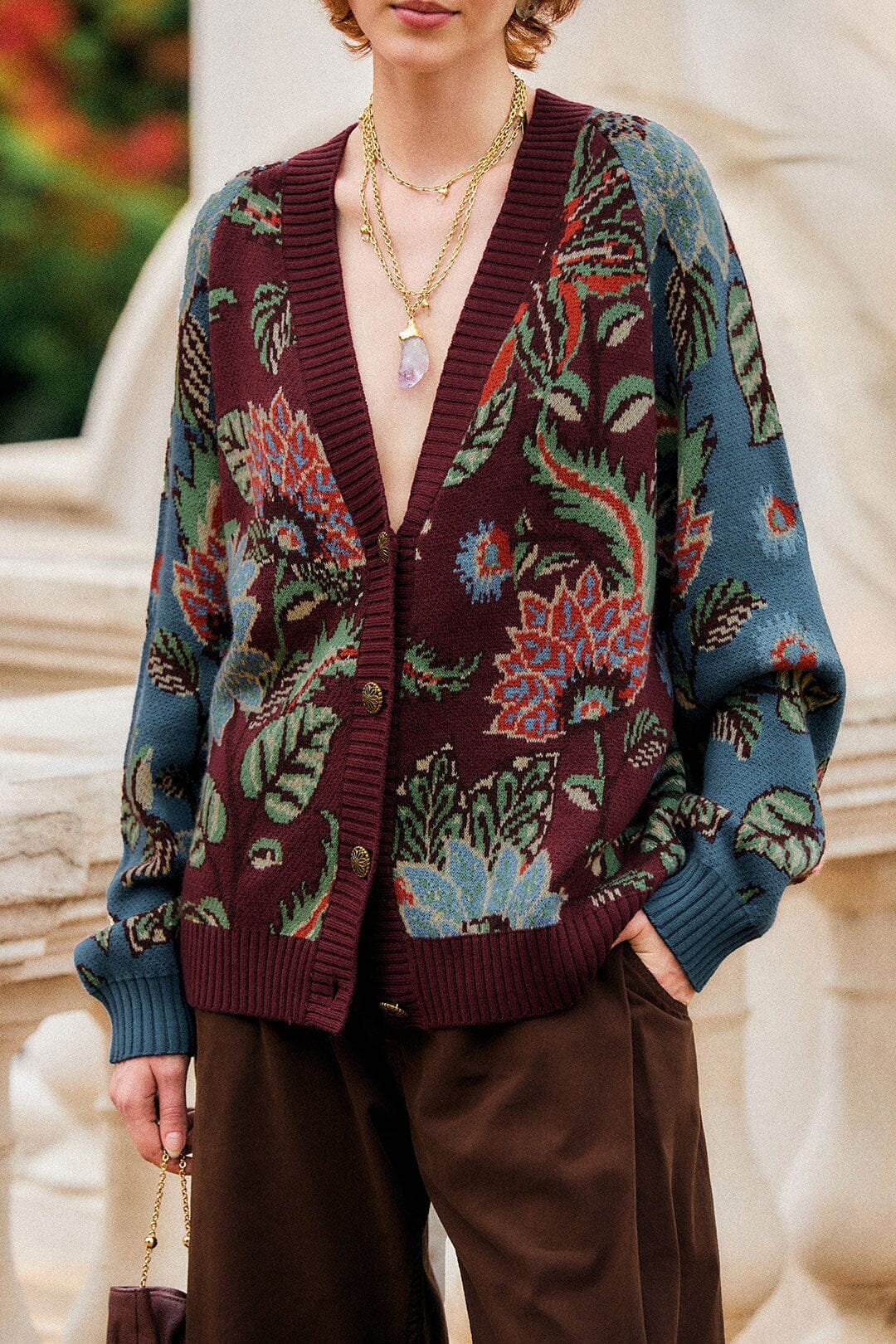 mixed delhi floral knit cardigan