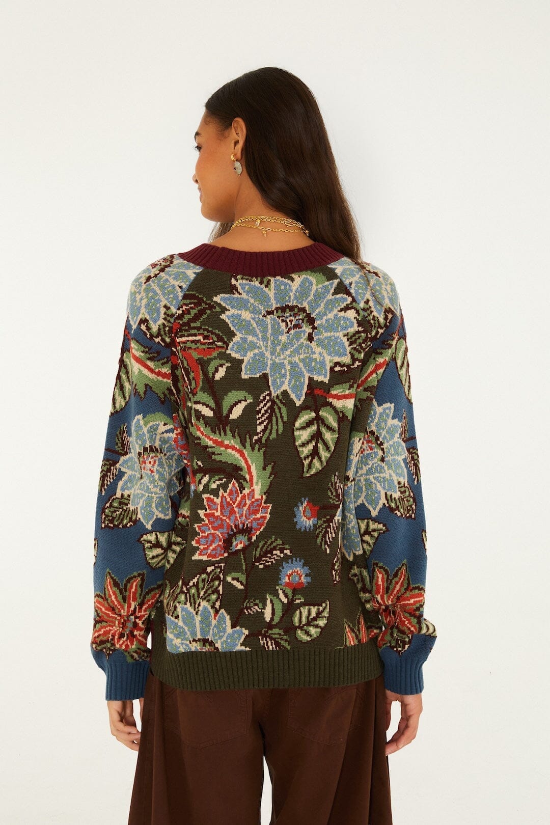 mixed delhi floral knit cardigan