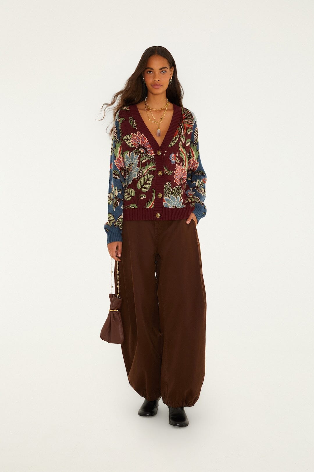 mixed delhi floral knit cardigan
