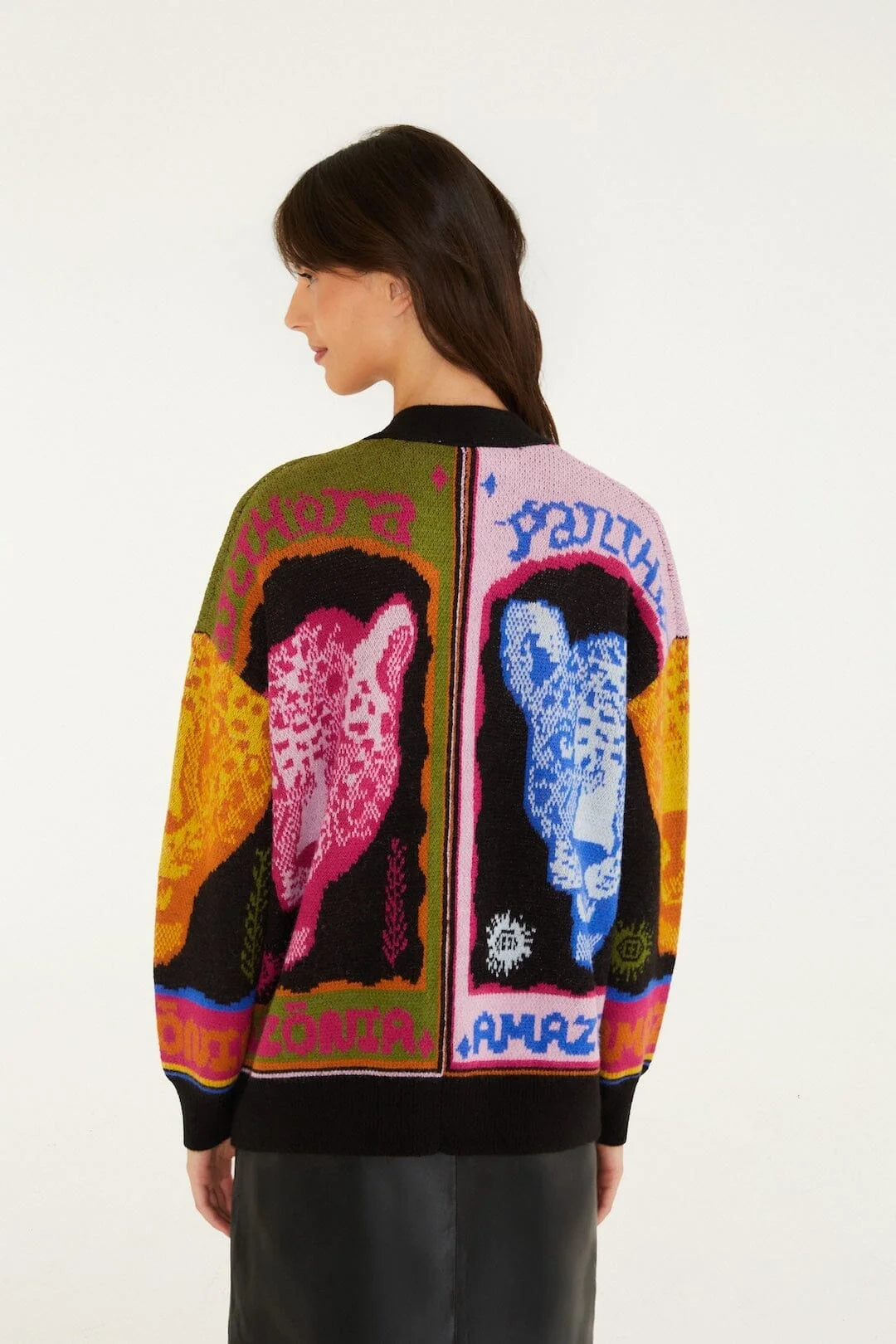 Panther black knit cardigan
