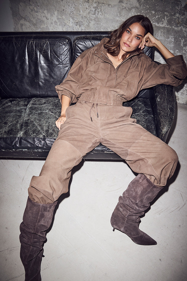 suede gather crop jacket HL