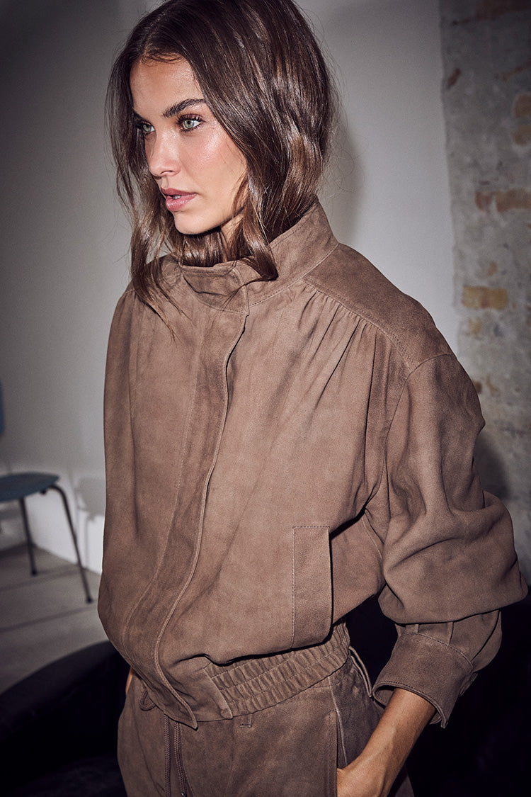 suede gather crop jacket HL