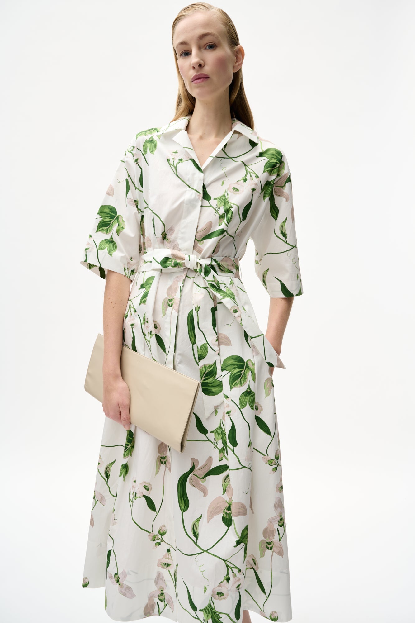 Elena dress with belt Natan pale pink